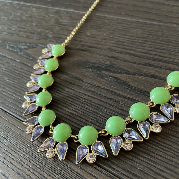 Turquoise and Lilac Crystal Jcrew Necklace - Picture 1 of 2